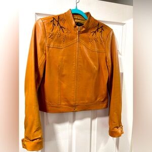 Vintage Late 90’s BCBG MaxAzria Camel Leather Jacket Size 6